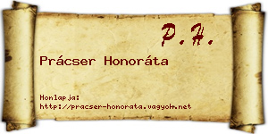 Prácser Honoráta névjegykártya